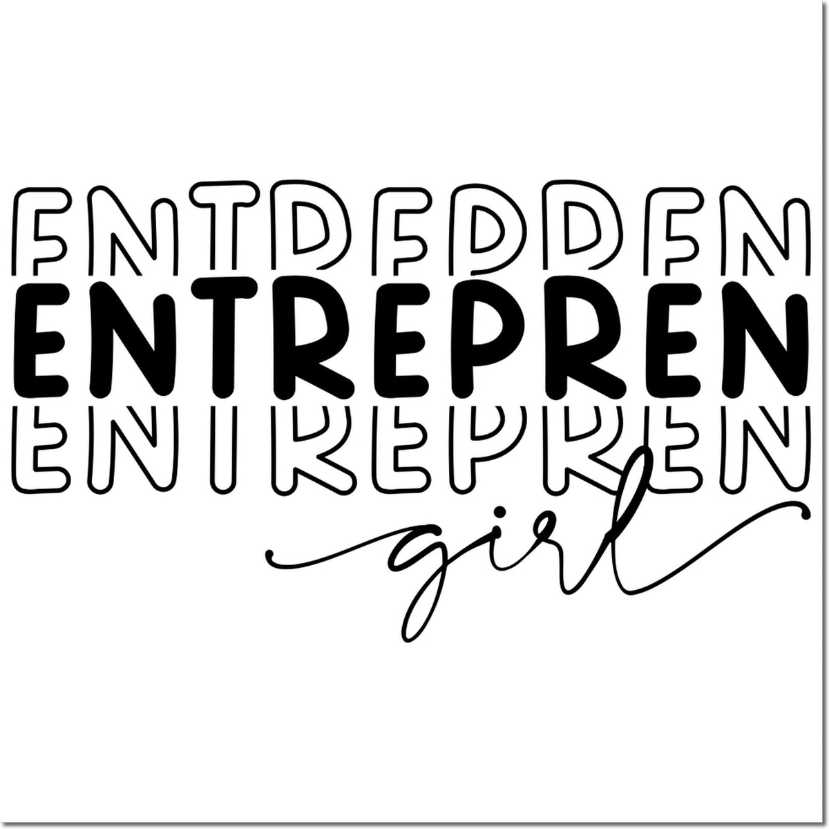 Entrepreneur Girl custom rubber stamp design in bold modern lettering for small business branding and packaging.