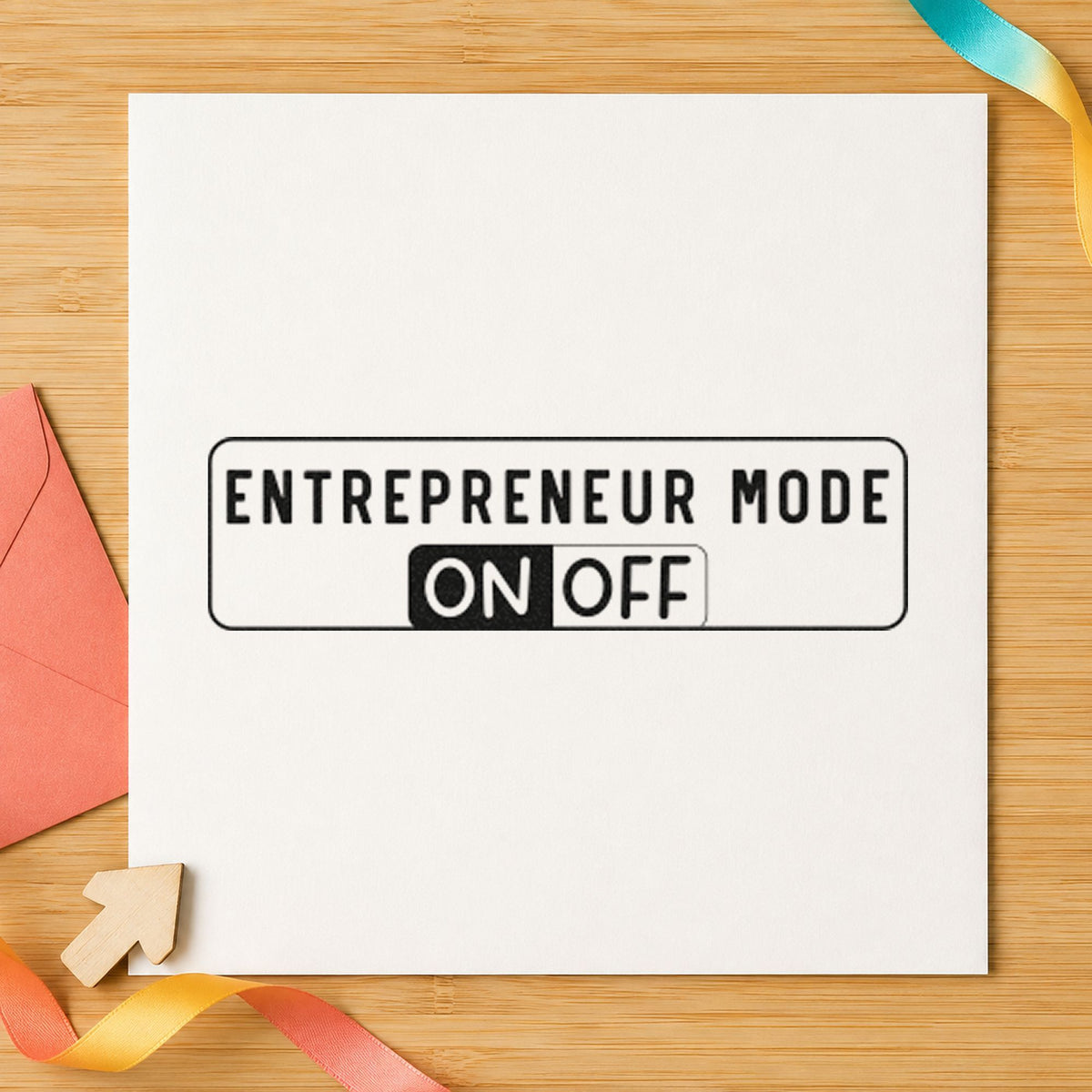 Entrepreneur Mode On Off Frame Accent PSI Pre-Inked Stamp in use 10