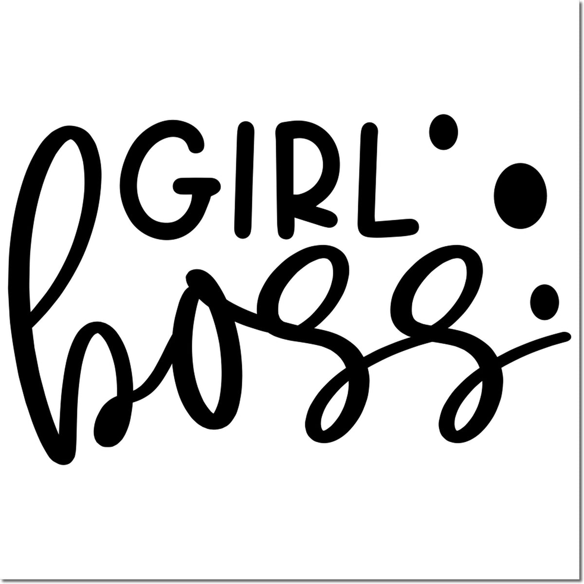Girl Boss rubber stamp design with bold hand-lettered text for empowering planner, packaging, and DIY craft projects.