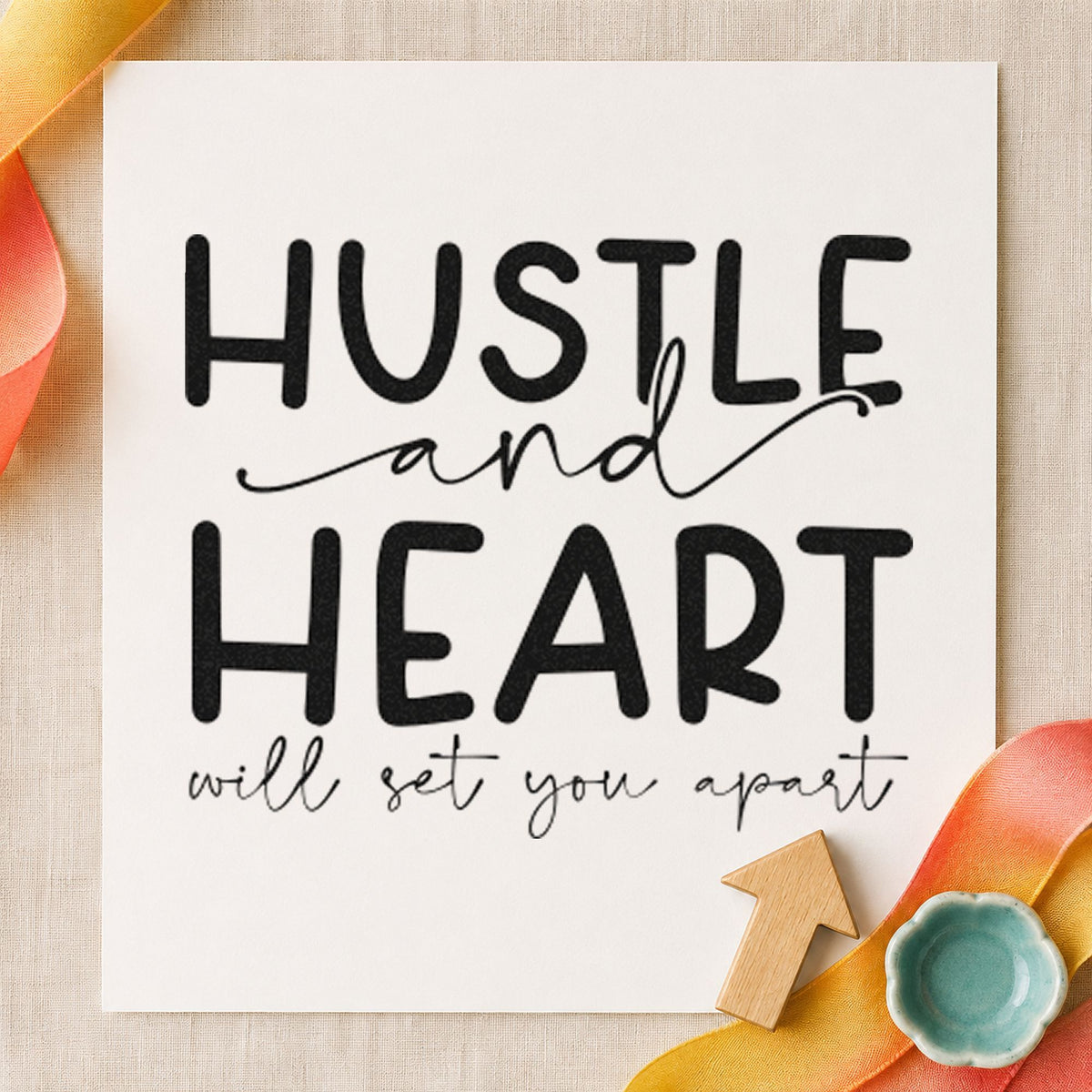 Hustle And Heart Will Set You Apart Compact Pre-Inked Stamp – Slim in use 4