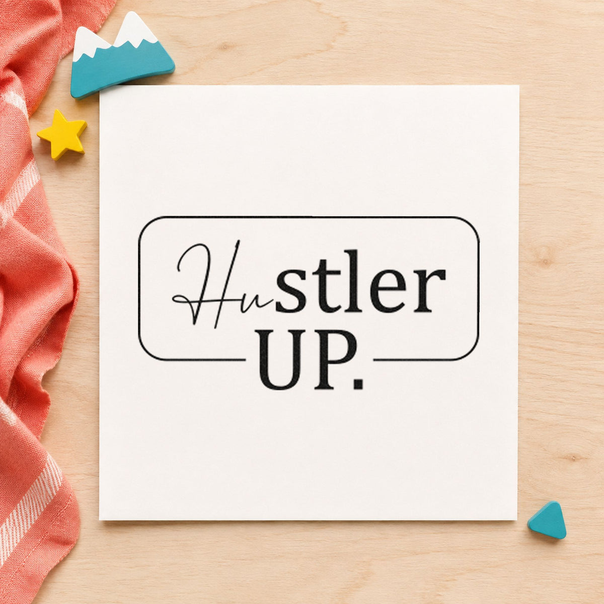 Hustler Up Rounded Framed Lettering Slim Pre-Inked Stamp in use 4