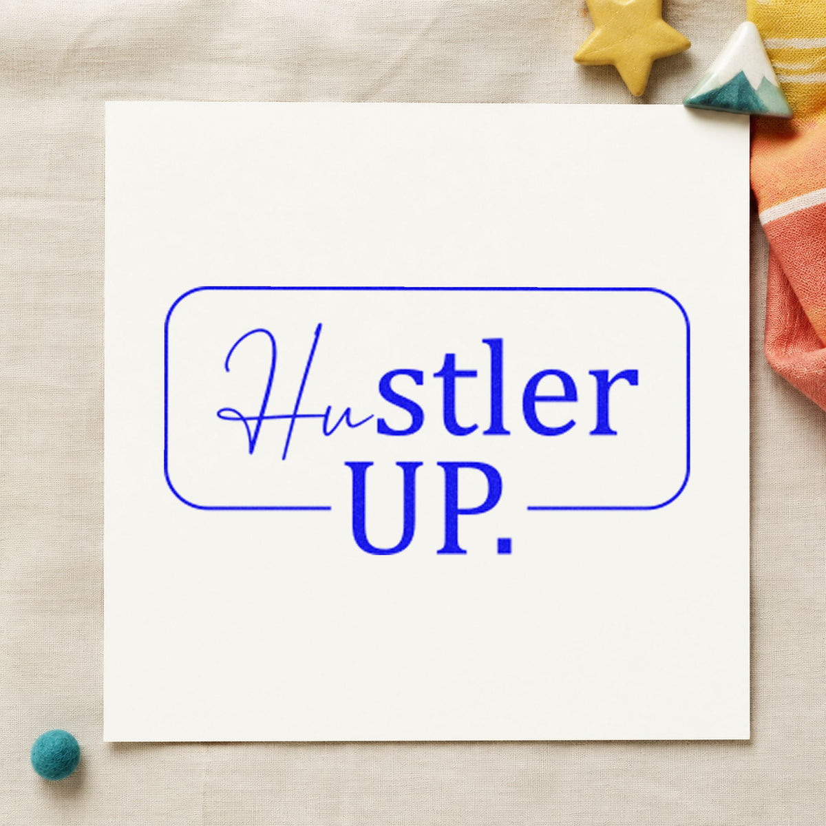 Hustler Up Rounded Framed Lettering Slim Pre-Inked Stamp in use 6