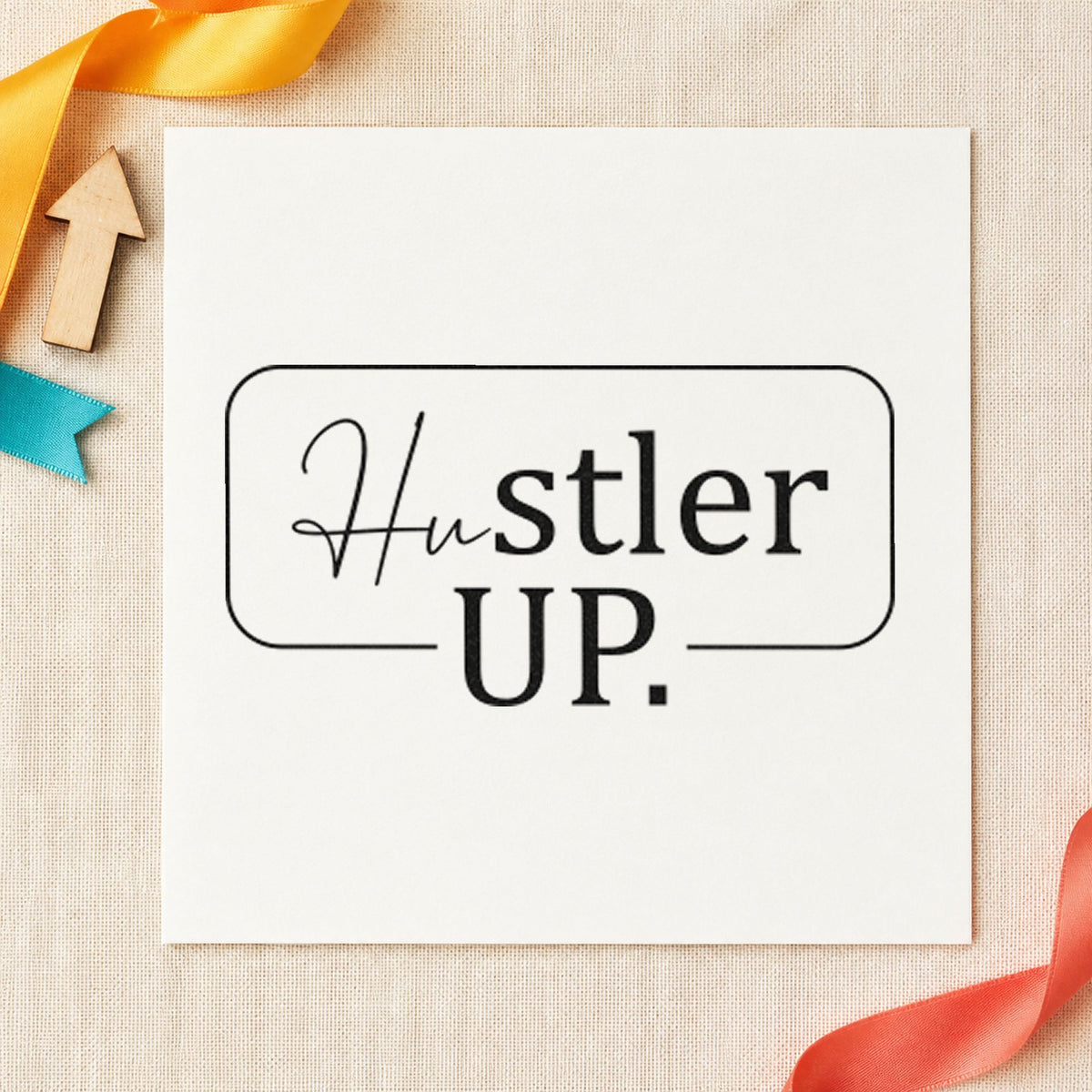 Hustler Up Rounded Framed Lettering Slim Pre-Inked Stamp in use 9