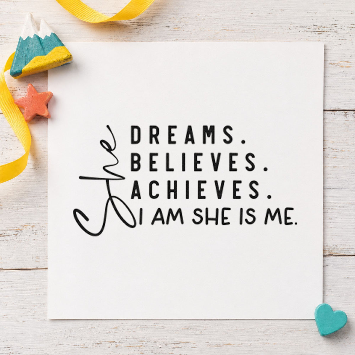 She Dreams Believes Achieves Stamp – Slim Pre-Inked in use 10
