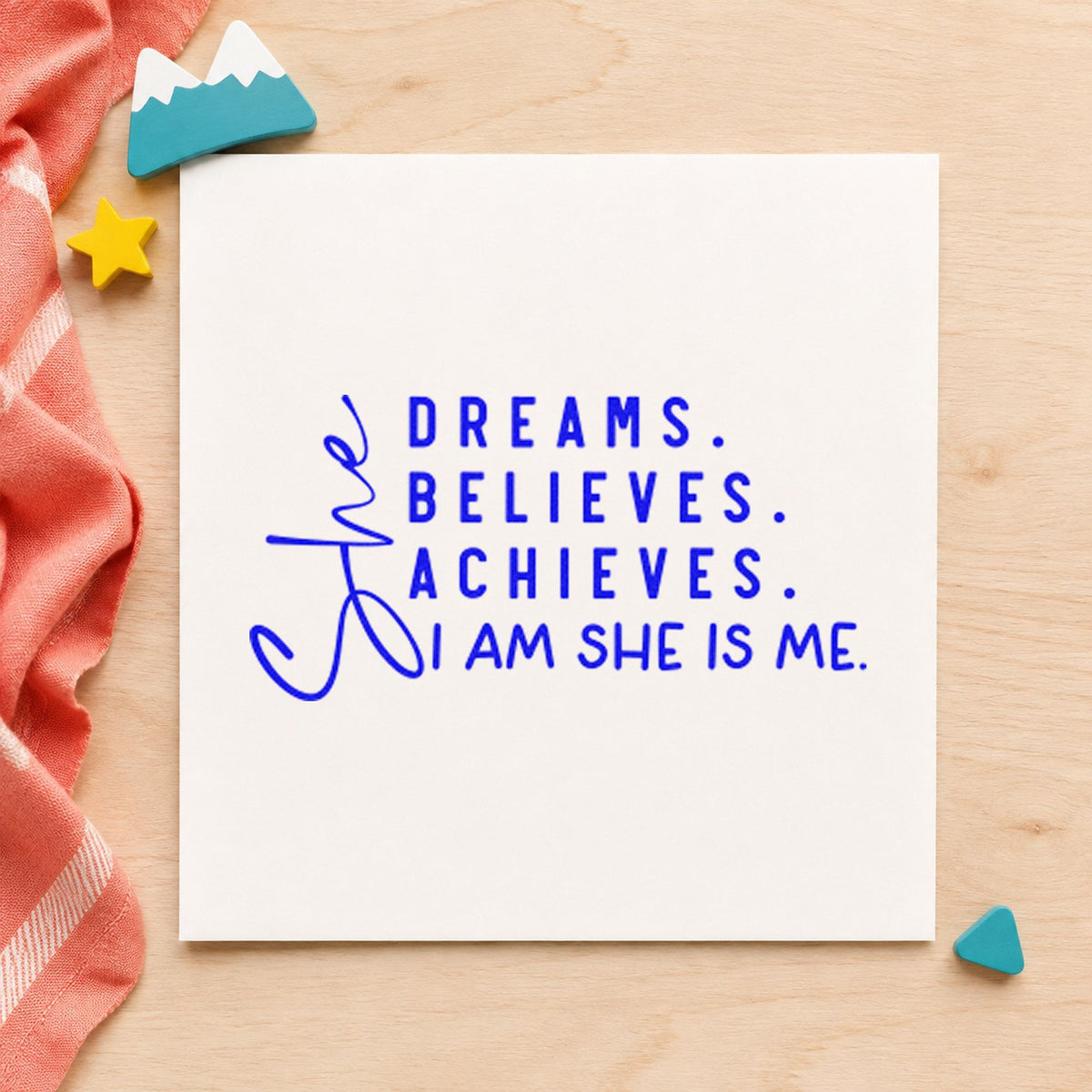 She Dreams Believes Achieves Stamp – Slim Pre-Inked in use 6