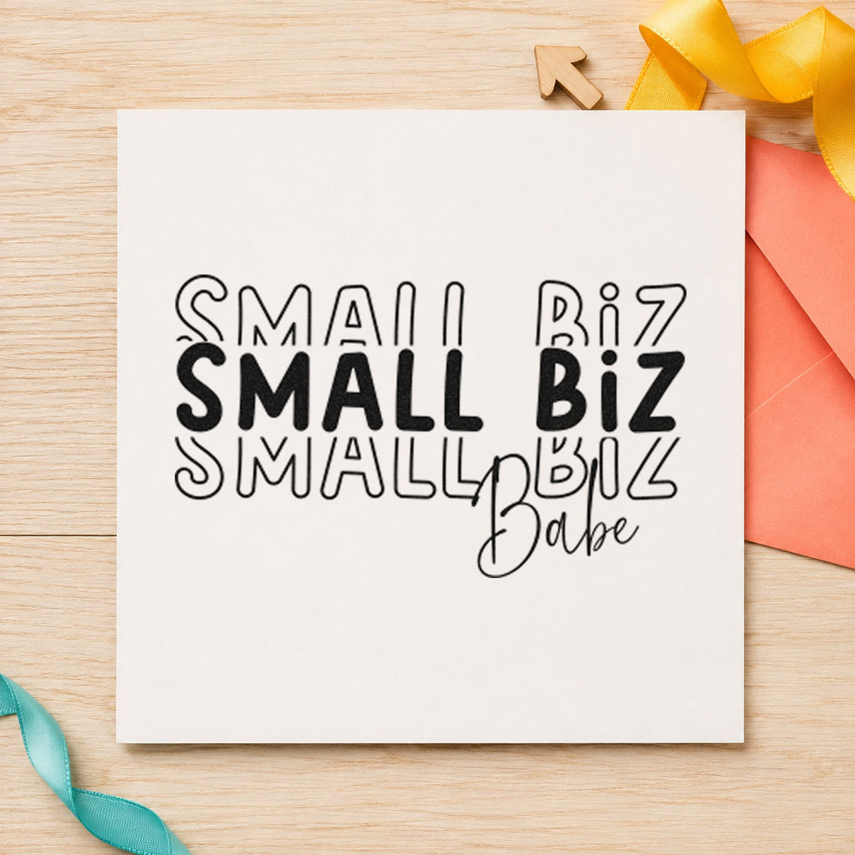 Small Biz Babe Repeated Rubber Stamp – Duo Hand in use 3