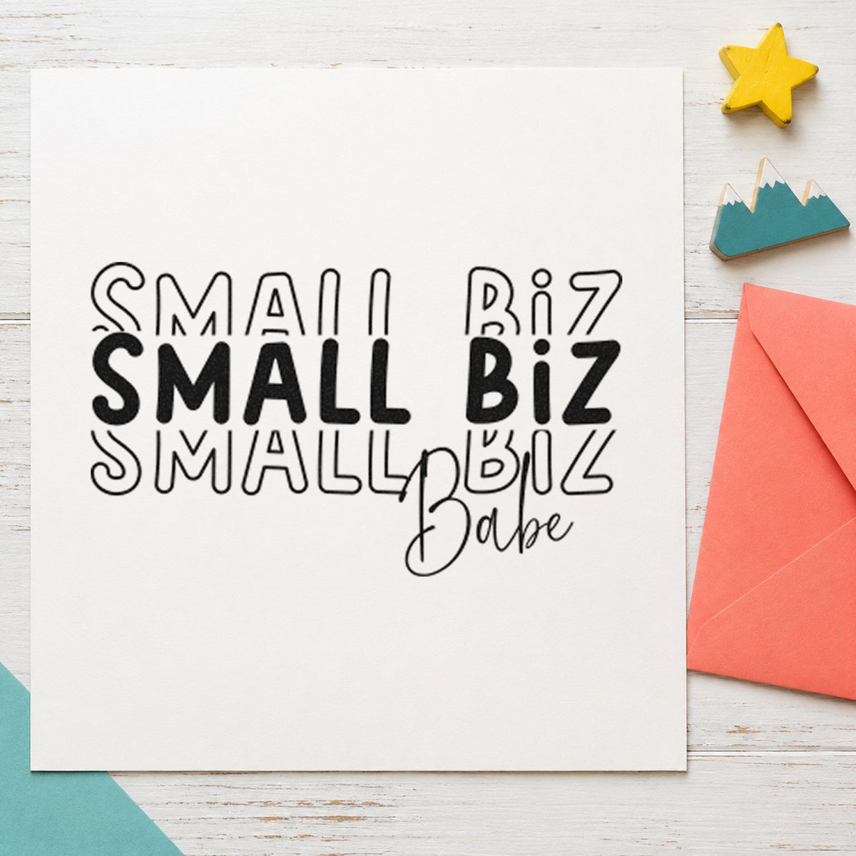 Small Biz Babe Repeated Rubber Stamp – Duo Hand in use 4