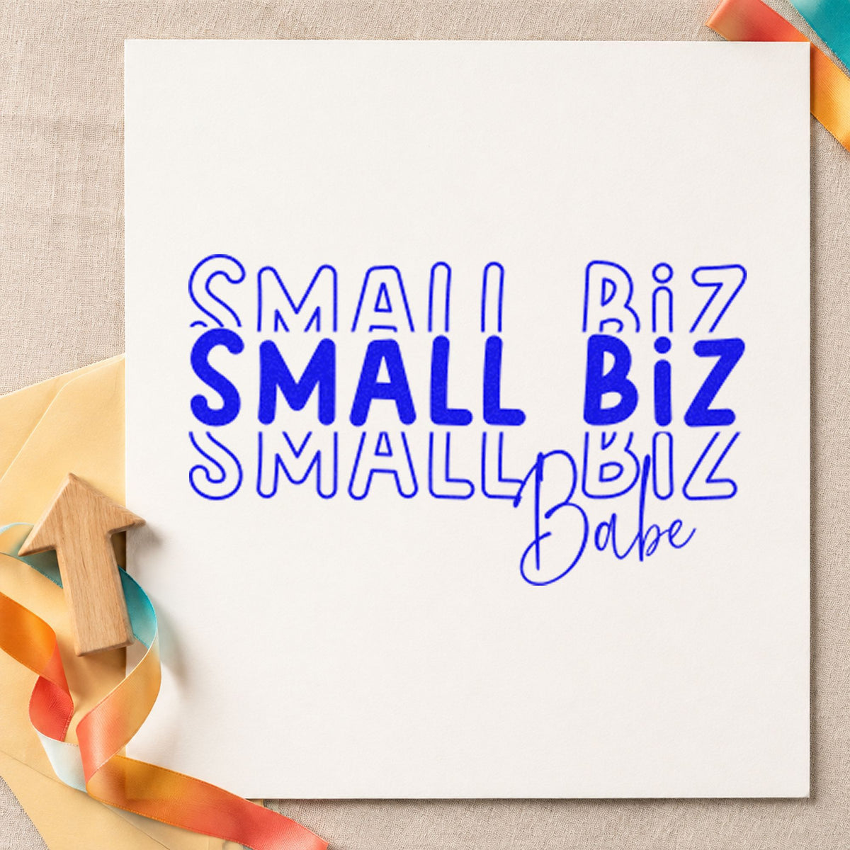 Small Biz Babe Repeated Rubber Stamp – Duo Hand in use 5