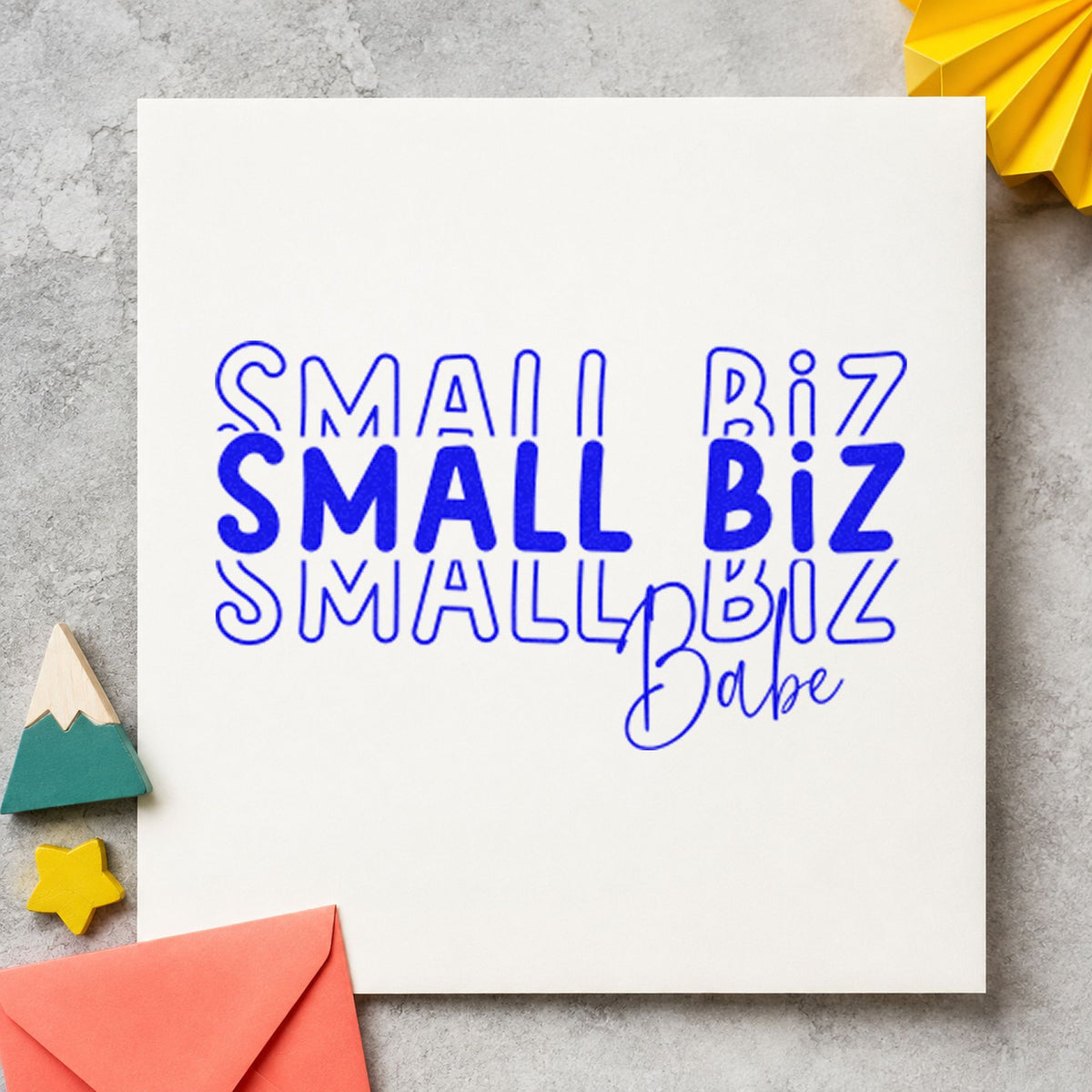 Small Biz Babe Repeated Rubber Stamp – Duo Hand in use 6