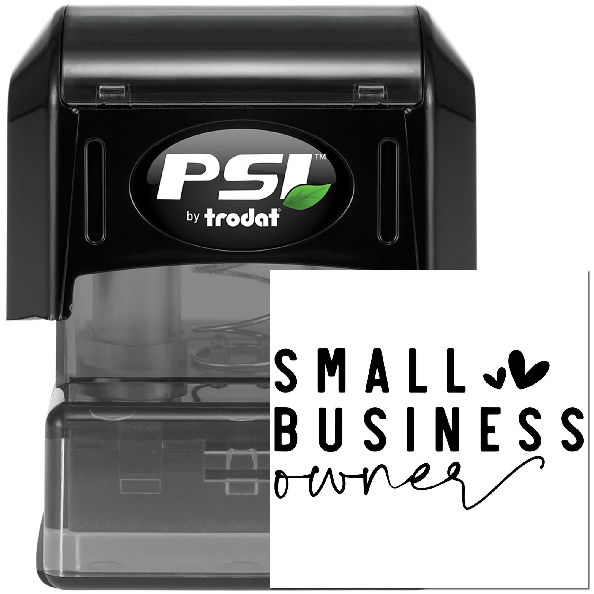 PSI by Trodat self-inking rubber stamp with Small Business Owner design for custom business branding