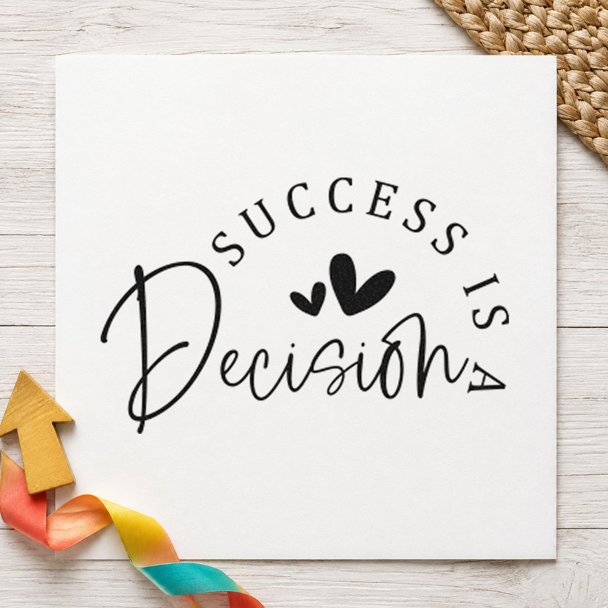 Success Is A Decision With Hearts Self-Inking Craft Stamp in use 10
