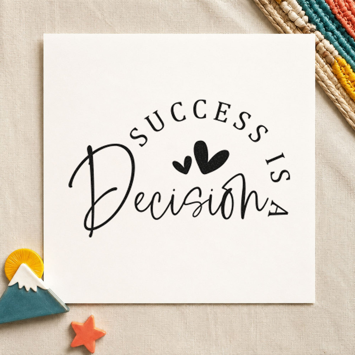 Success Is A Decision With Hearts Self-Inking Craft Stamp in use 3