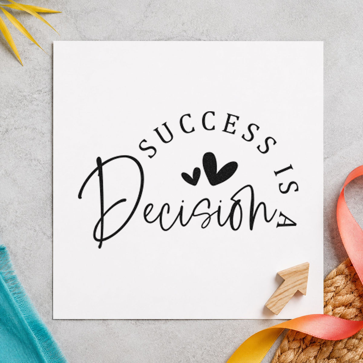 Success Is A Decision With Hearts Self-Inking Craft Stamp in use 4