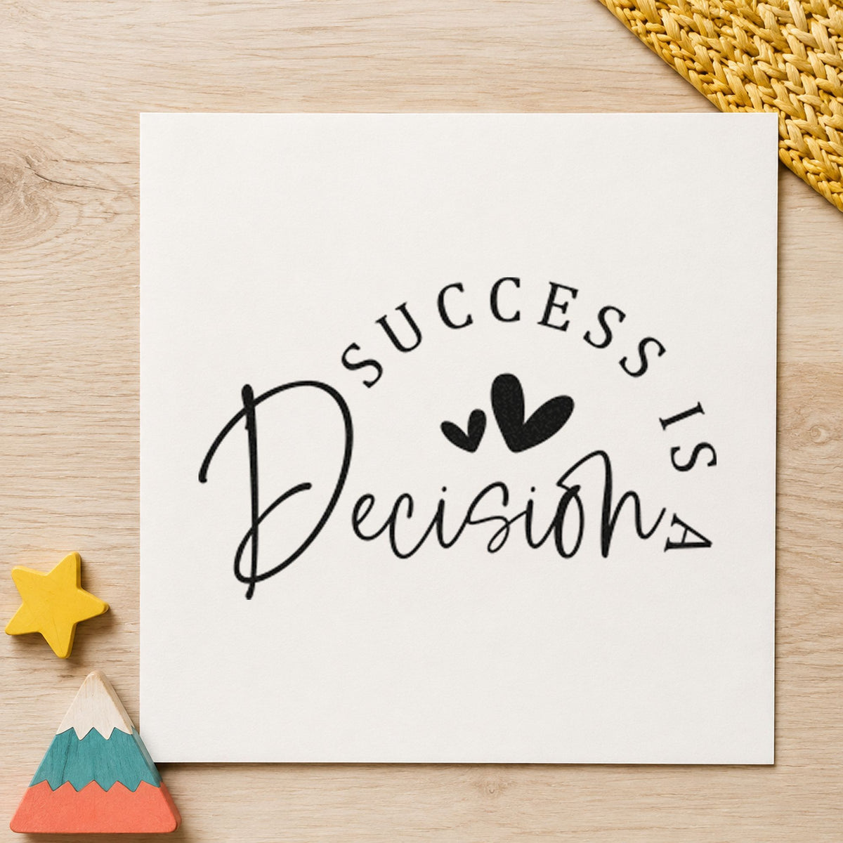 Success Is A Decision With Hearts Self-Inking Craft Stamp in use 9