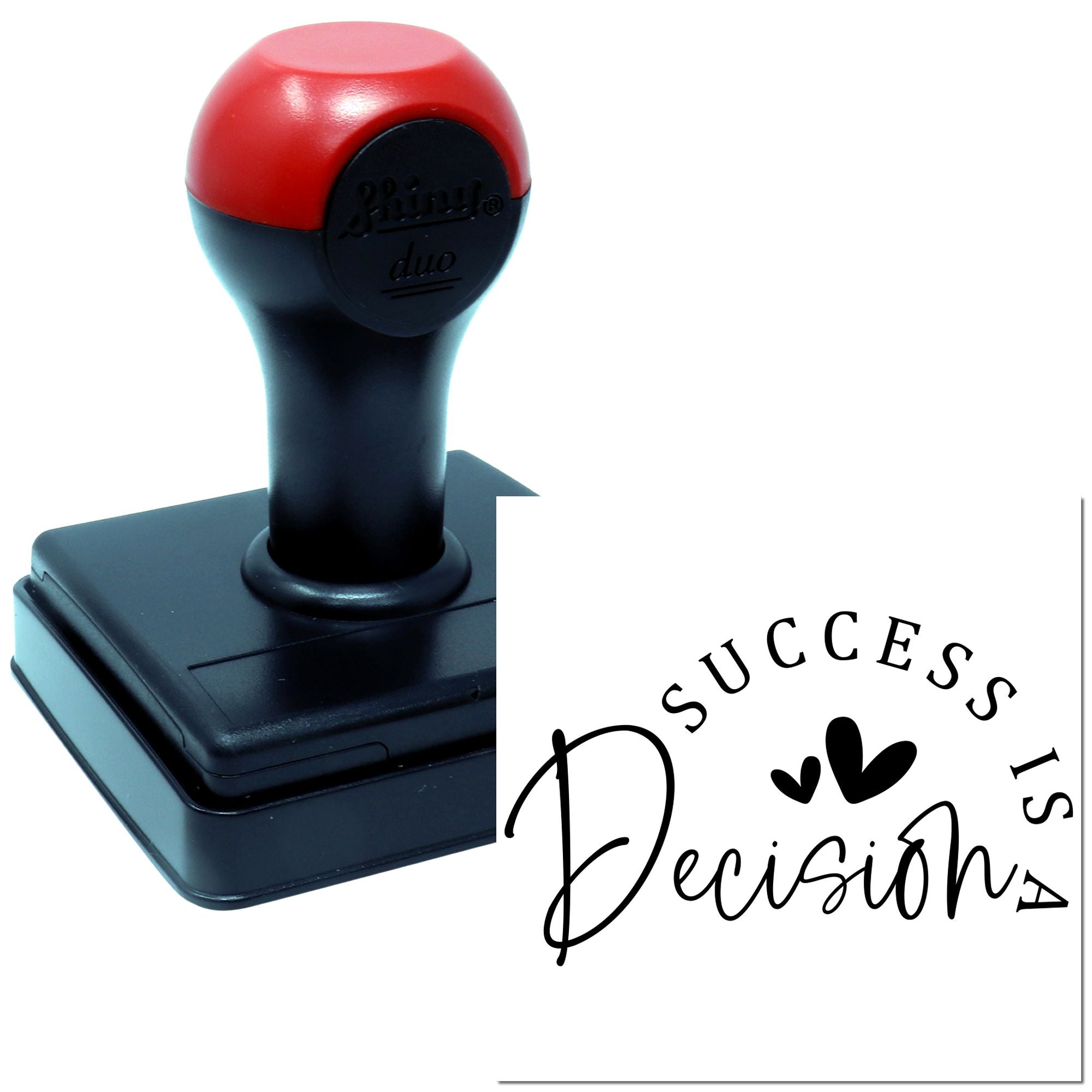 Self-inking rubber stamp with custom Success is Precision imprint, ideal for business branding and office use.