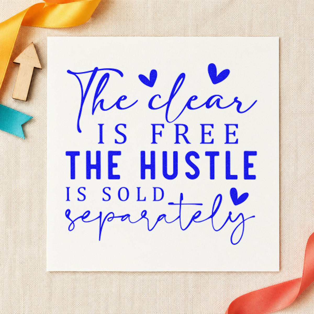 Hustle Sold Separately Heart Word Art Hand Stamp – Duo in use 5