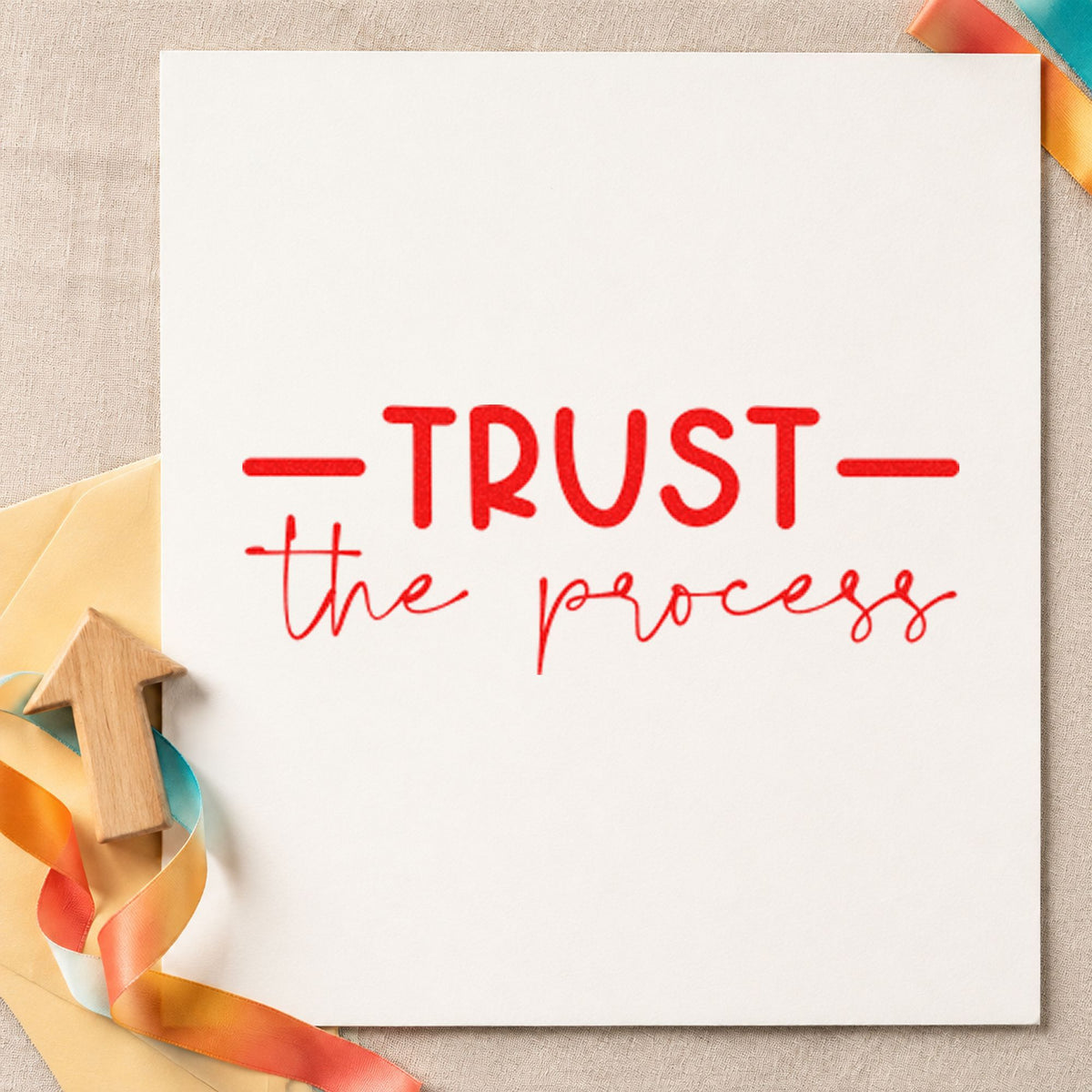Trust The Process Script Slim Pre-Inked Stamp in use 7
