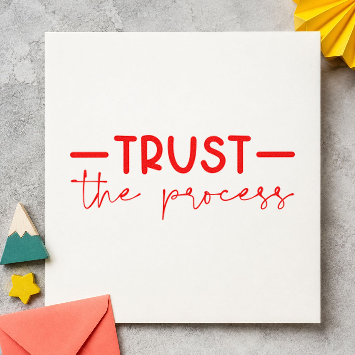 Trust The Process Script Slim Pre-Inked Stamp in use 8