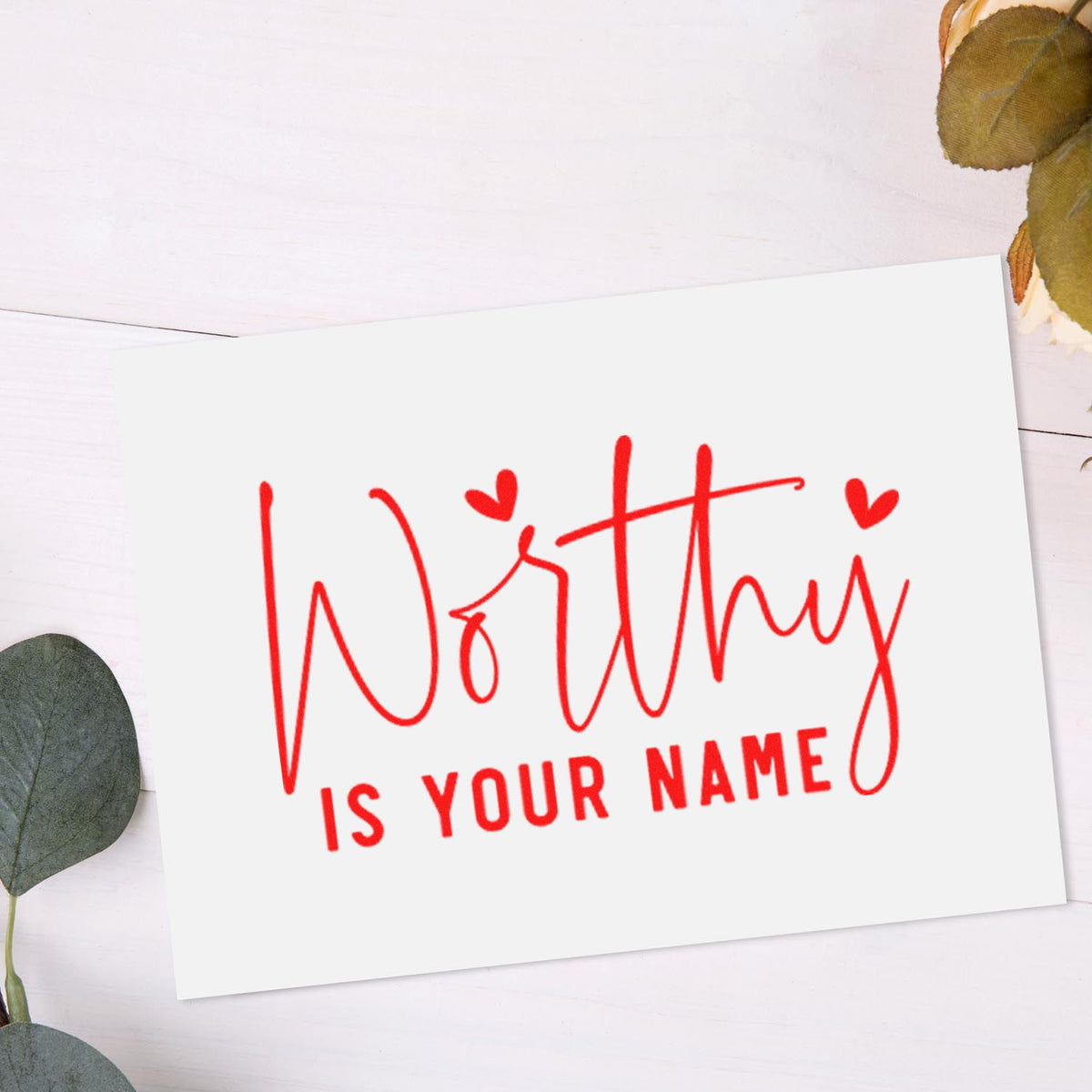 Worthy Is Your Name rubber stamp design for Christian cards, scrapbooking, and faith-based crafts.