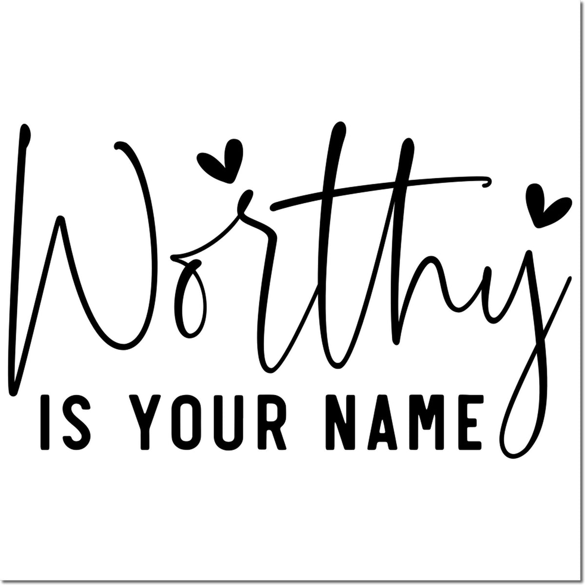Naughty Is Your Name rubber stamp design with hearts for playful custom cards, scrapbooking, and gift tags.