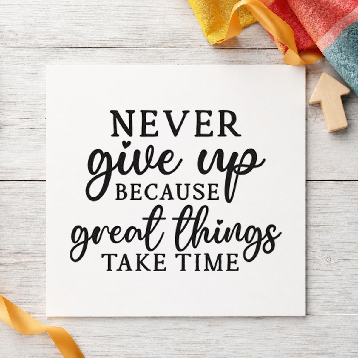 Never Give Up Great Things Stamp – Self-Inking in use 10