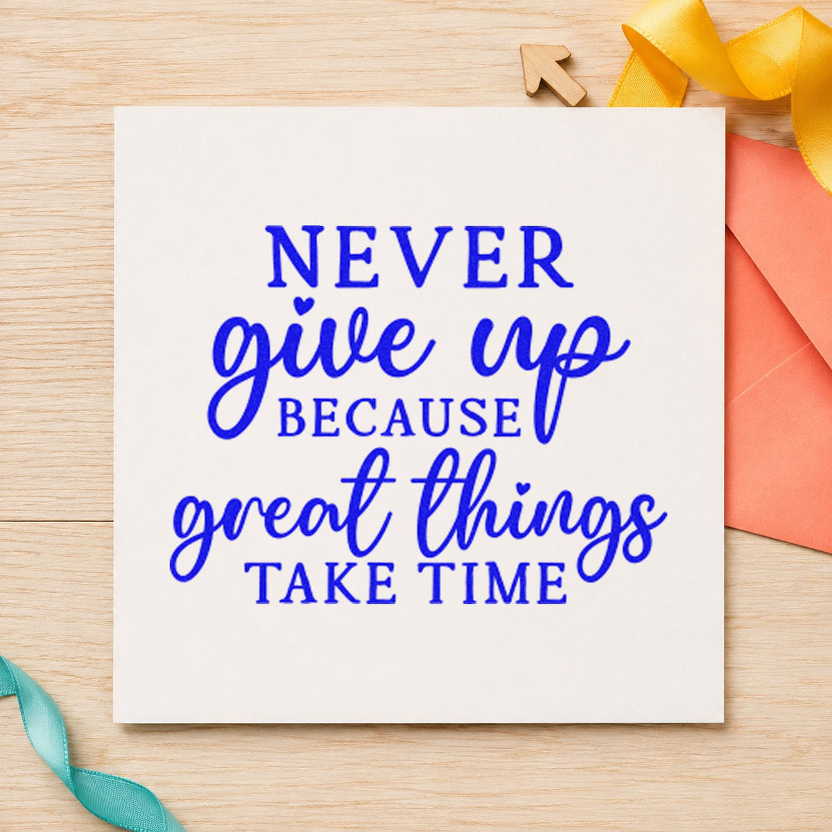Never Give Up Great Things Hand Stamp – Duo in use 6