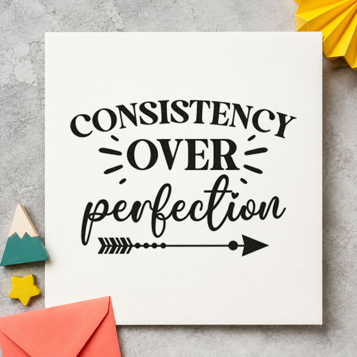 PSI Pre-Inked Consistency Over Perfection Arrow Stamp in use 10