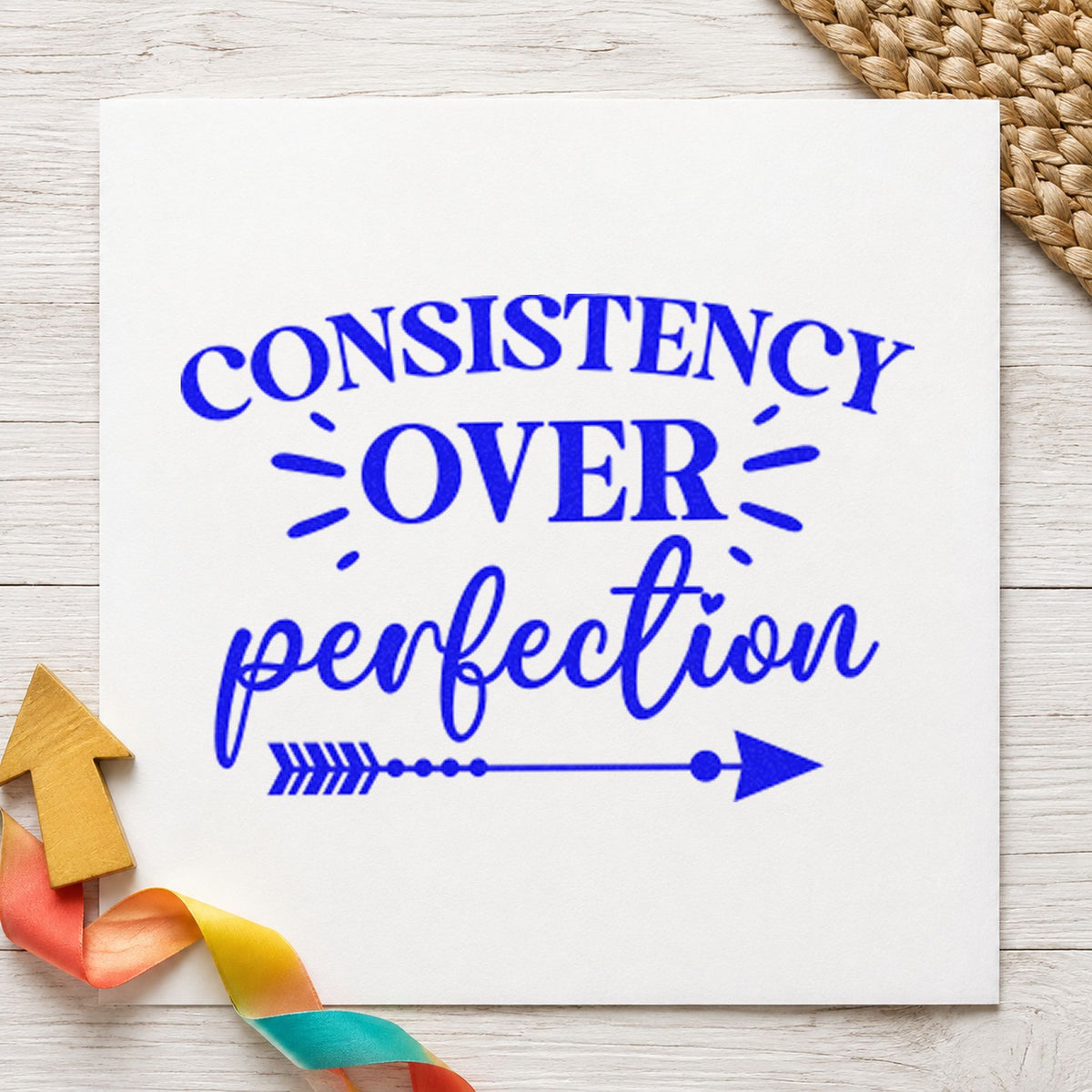 Consistency Over Perfection Arrow Duo Hand Stamp in use 5