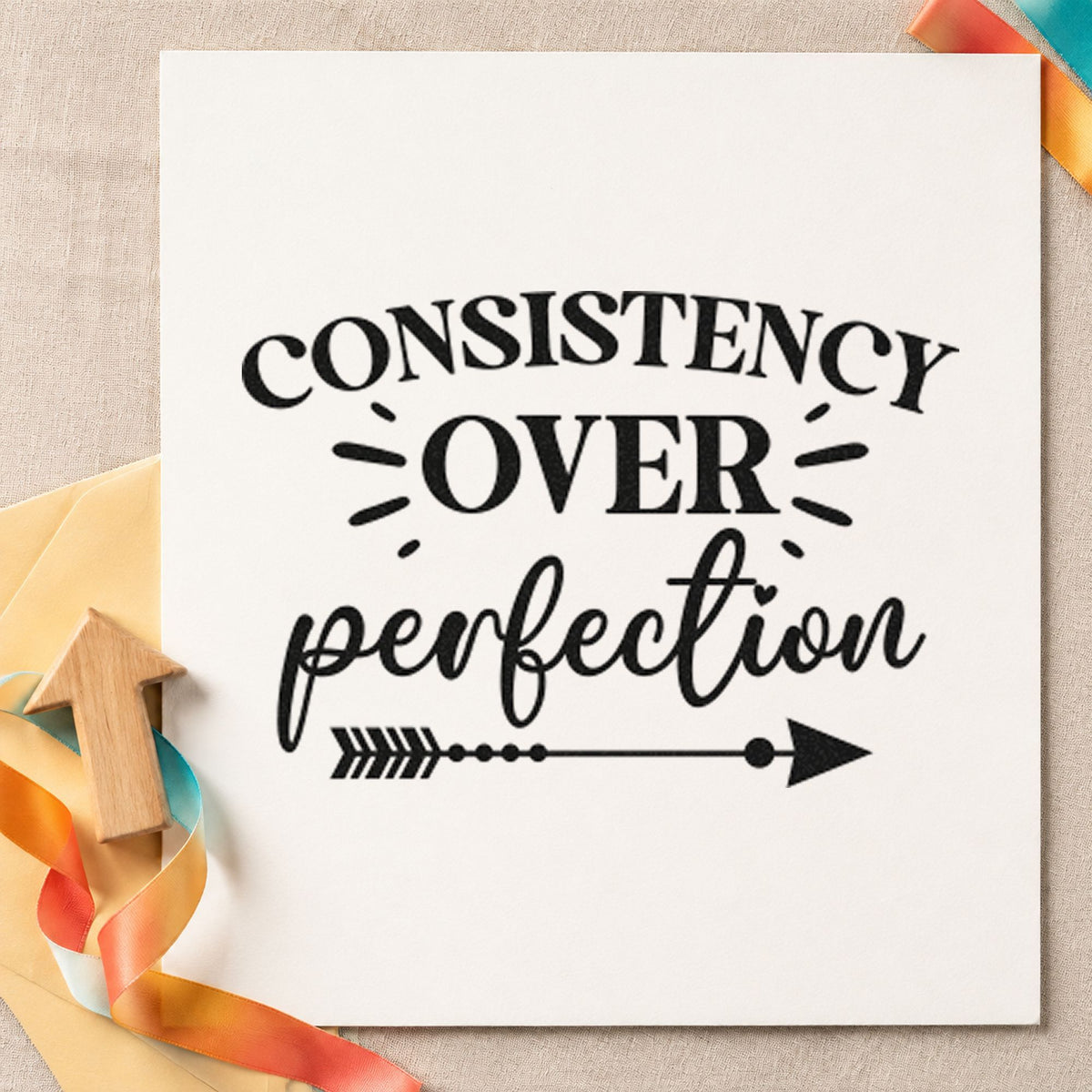 PSI Pre-Inked Consistency Over Perfection Arrow Stamp in use 9
