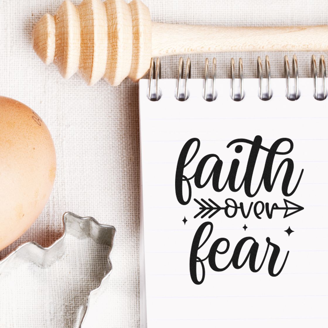 Faith over fear rubber stamp design for Christian journaling, DIY cards, and handmade craft projects.