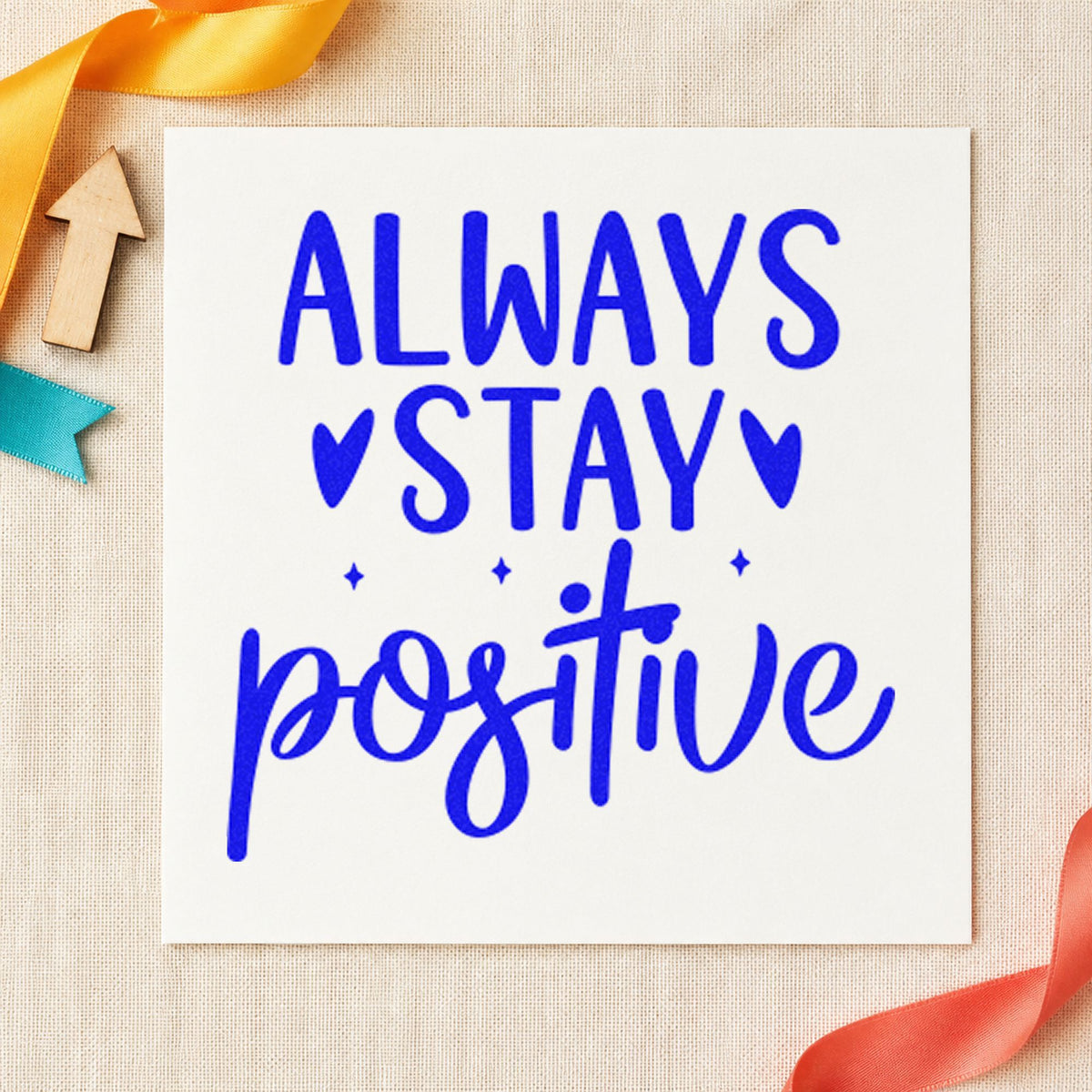 Always Stay Positive Hearts Rubber Stamp – Duo Hand in use 5