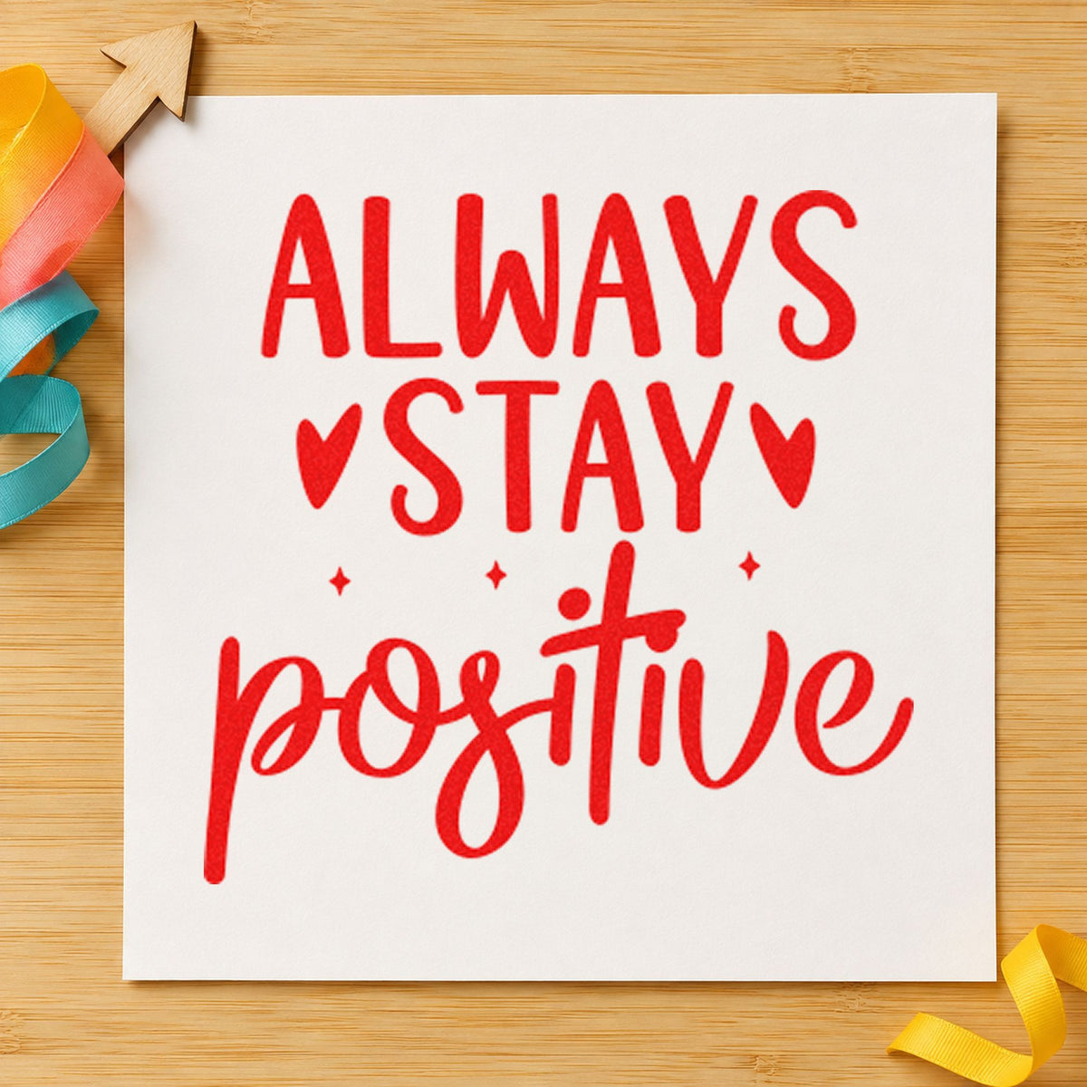 Always Stay Positive Hearts Rubber Stamp – Duo Hand in use 7