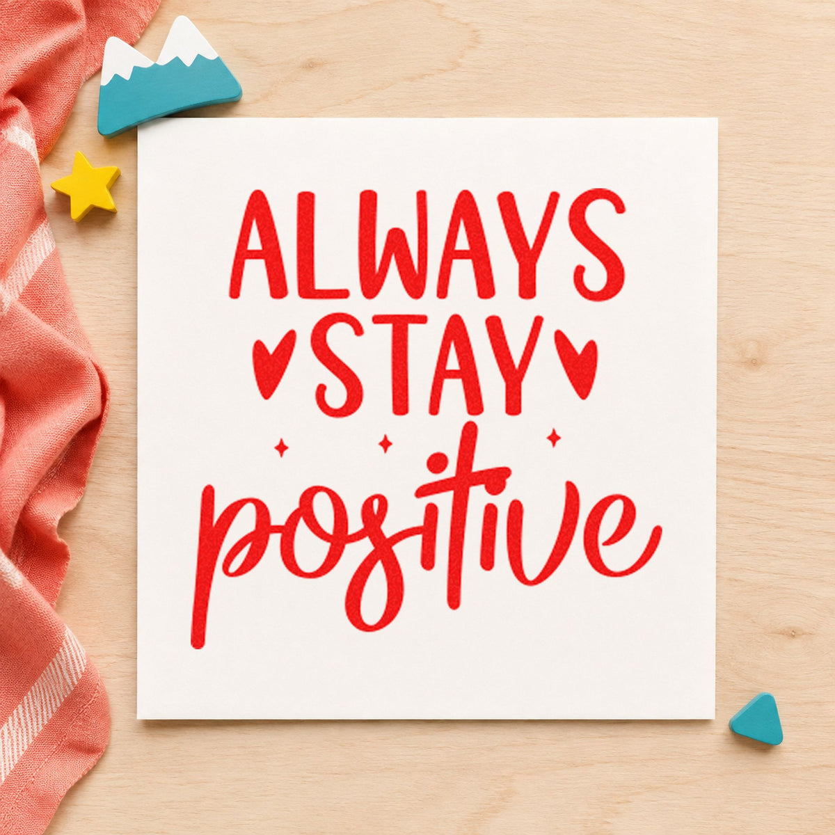 Always Stay Positive Hearts Rubber Stamp – Duo Hand in use 8