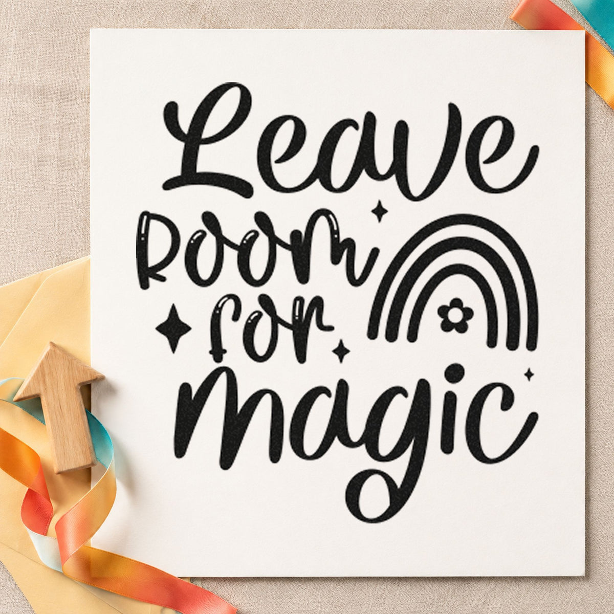 Duo Hand Leave Room For Magic Rainbow Rubber Stamp in use 9