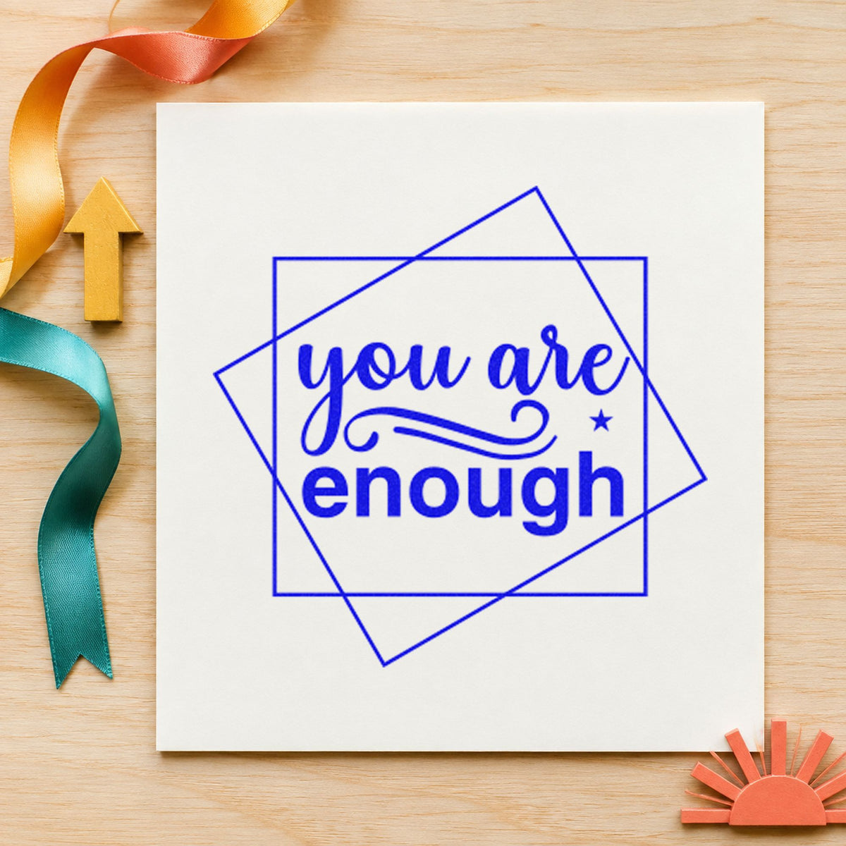 You Are Enough Overlapping Squares With Sparkles Hand Stamp – Duo in use 6