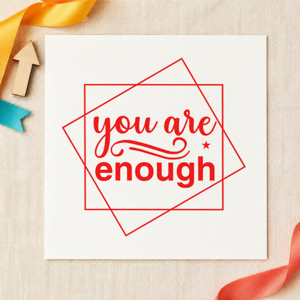 You Are Enough Overlapping Squares With Sparkles Hand Stamp – Duo in use 8