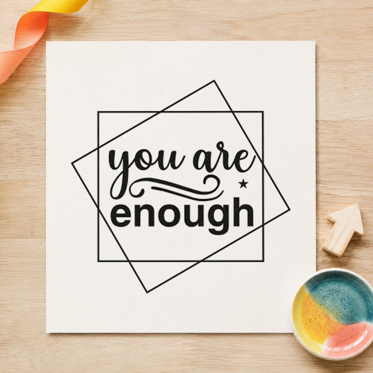 You Are Enough Overlapping Squares With Sparkles Hand Stamp – Duo in use 9