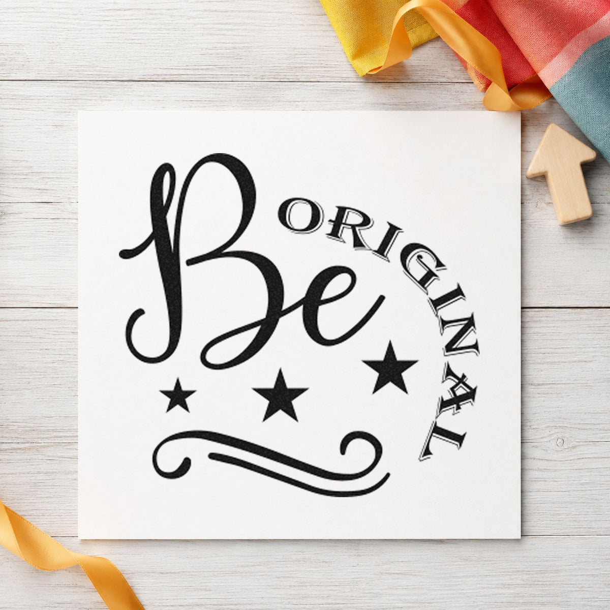 Be Original Stars Flourish Rubber Stamp – Duo Hand in use 4