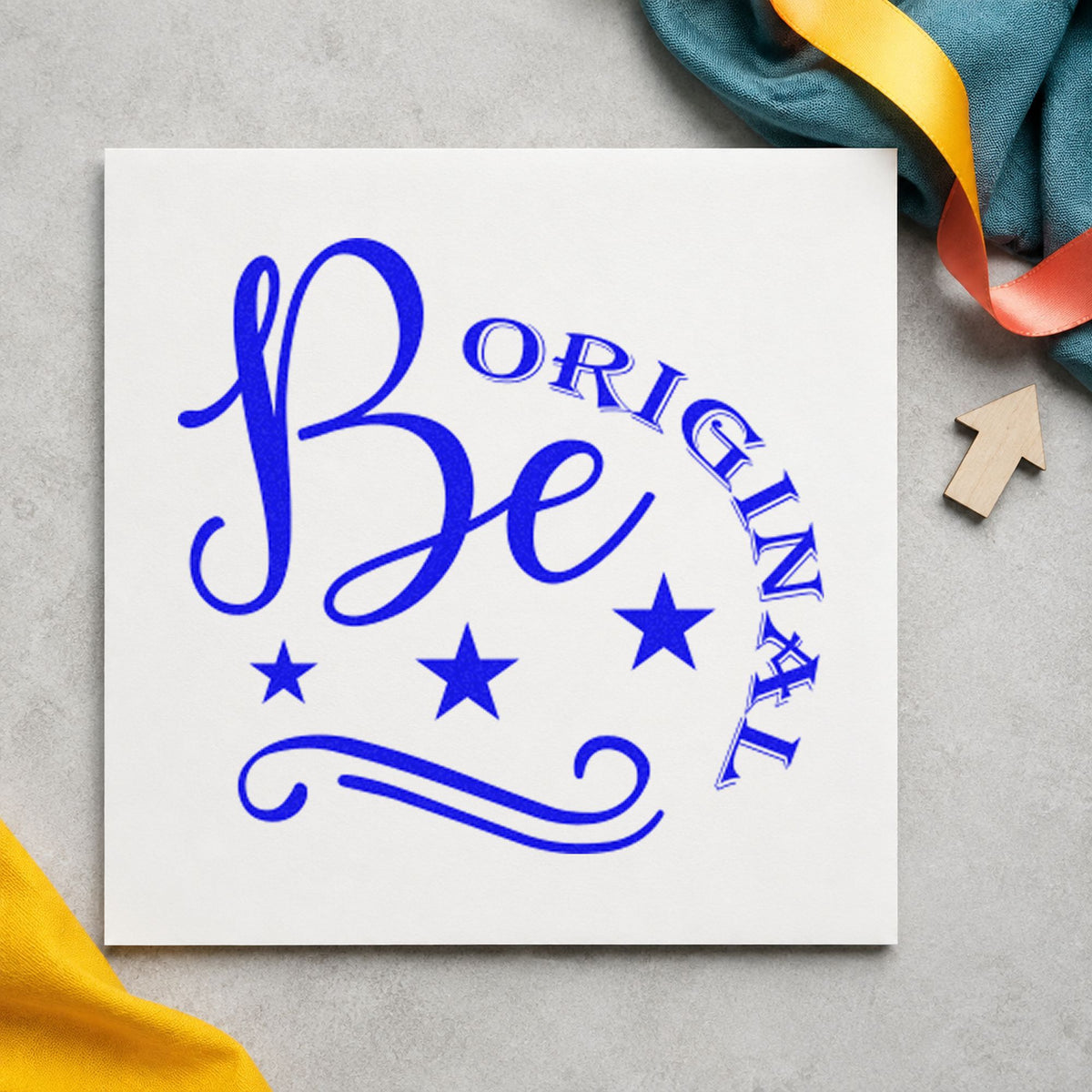 Be Original Stars Flourish Rubber Stamp – Duo Hand in use 6