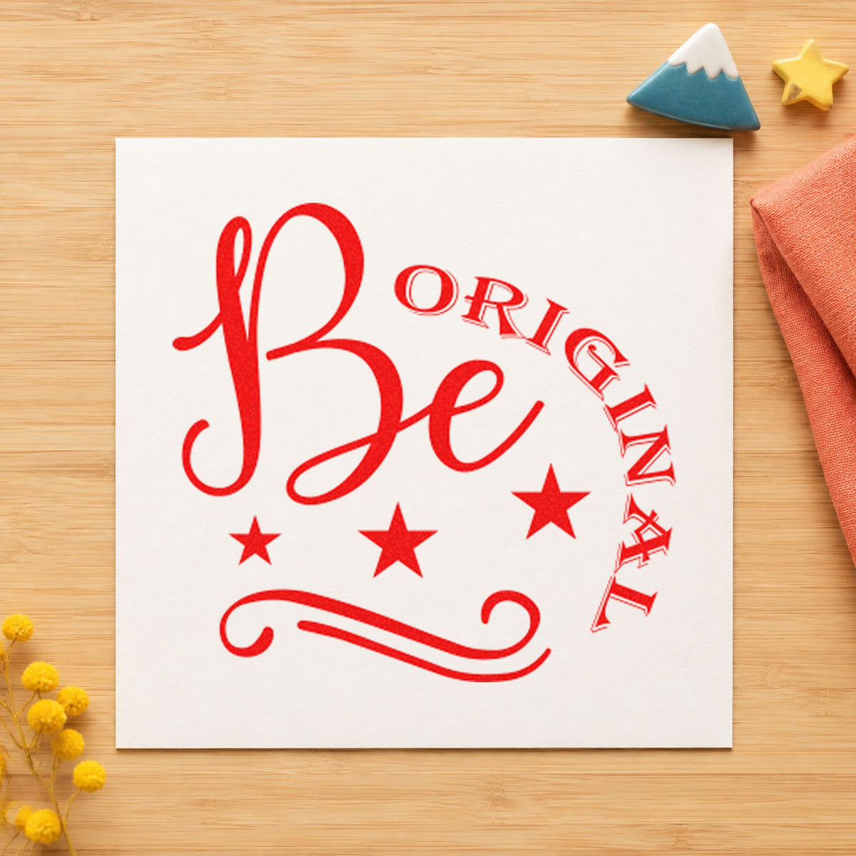 Be Original Stars Flourish Rubber Stamp – Duo Hand in use 7