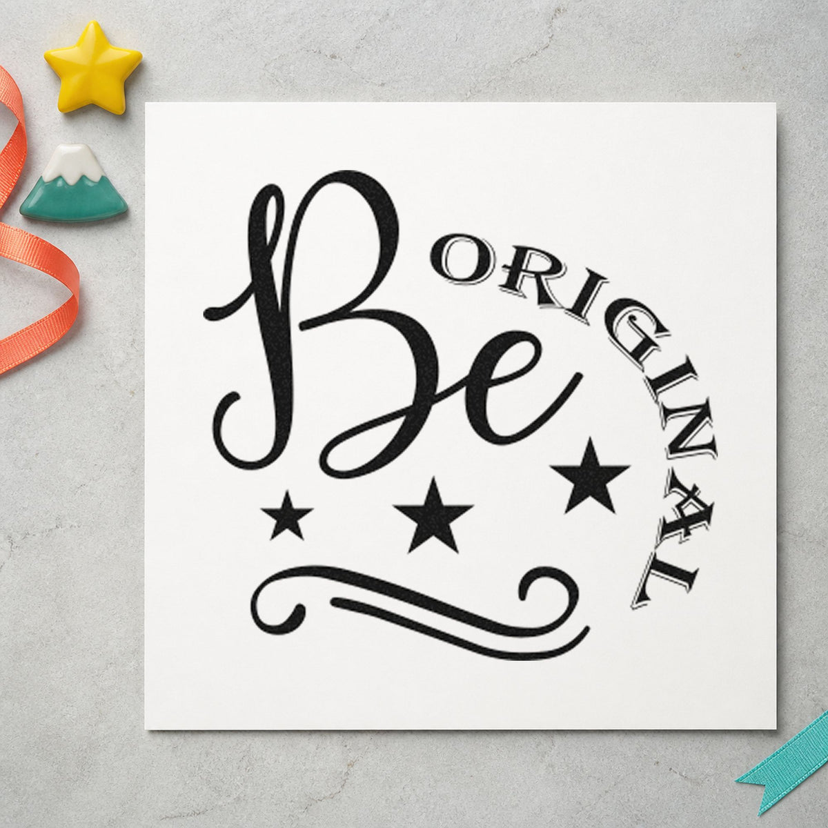 Be Original Stars Flourish Rubber Stamp – Duo Hand in use 9
