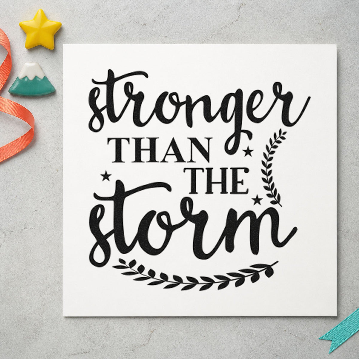 Self-Inking Stronger Than The Storm Leaves Stamp in use 3