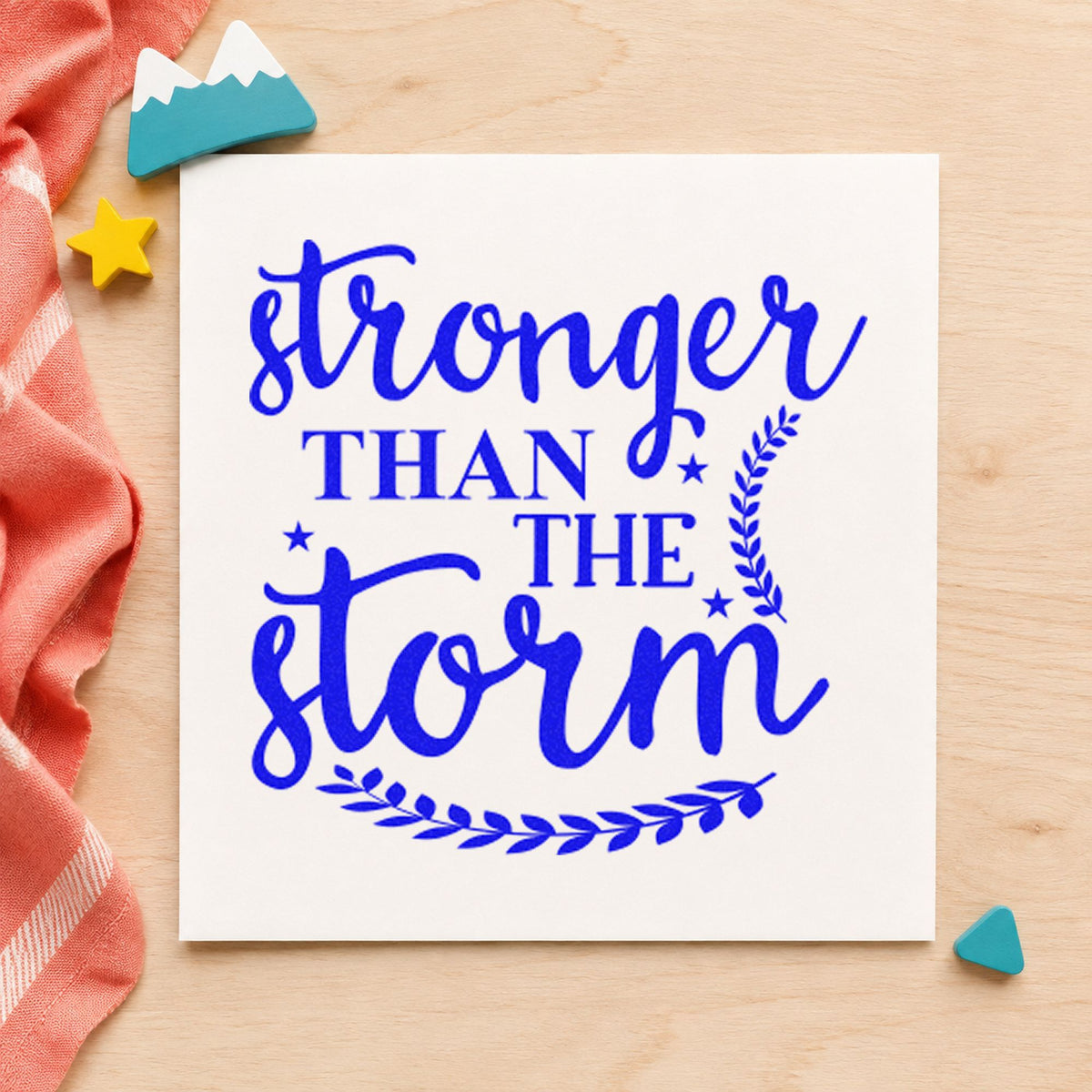 Self-Inking Stronger Than The Storm Leaves Stamp in use 5