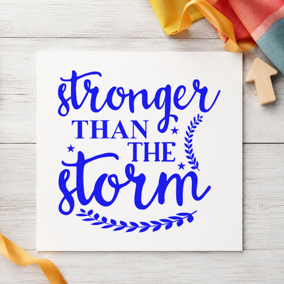 Self-Inking Stronger Than The Storm Leaves Stamp in use 6