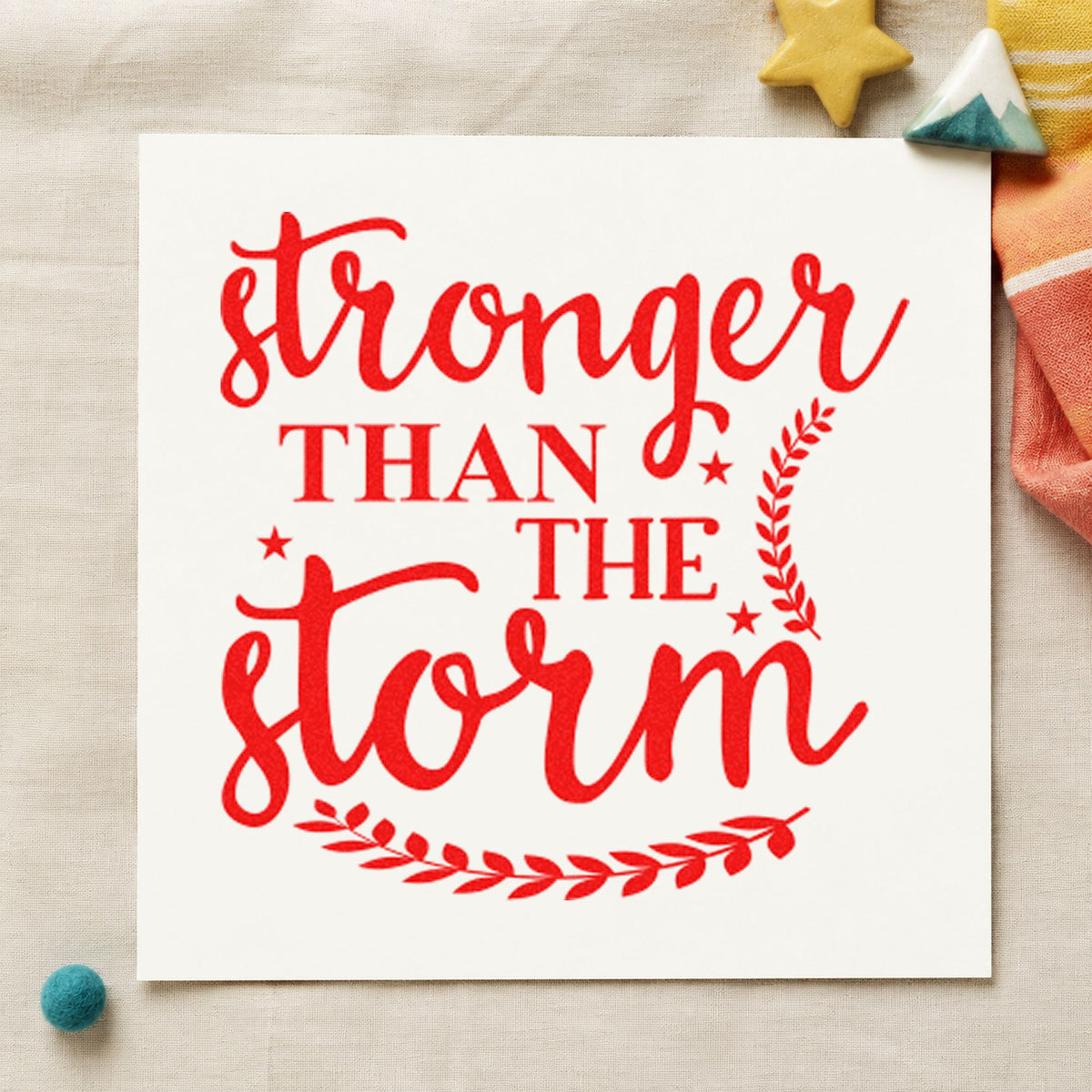 Self-Inking Stronger Than The Storm Leaves Stamp in use 7
