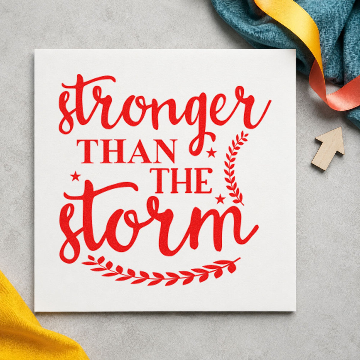 Self-Inking Stronger Than The Storm Leaves Stamp in use 8
