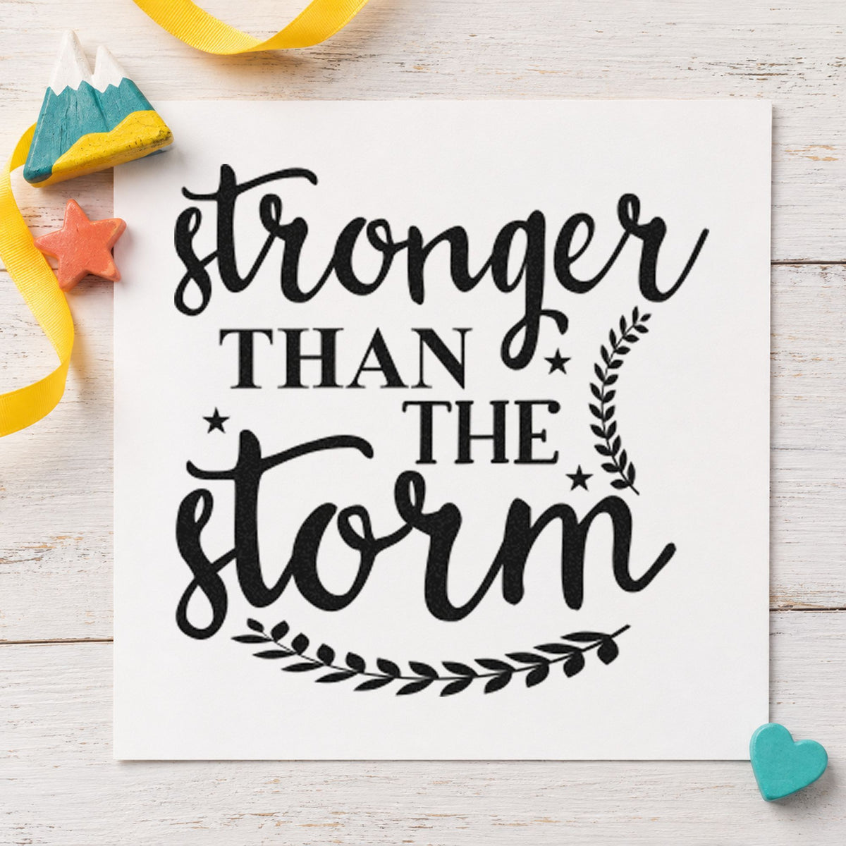 Self-Inking Stronger Than The Storm Leaves Stamp in use 9