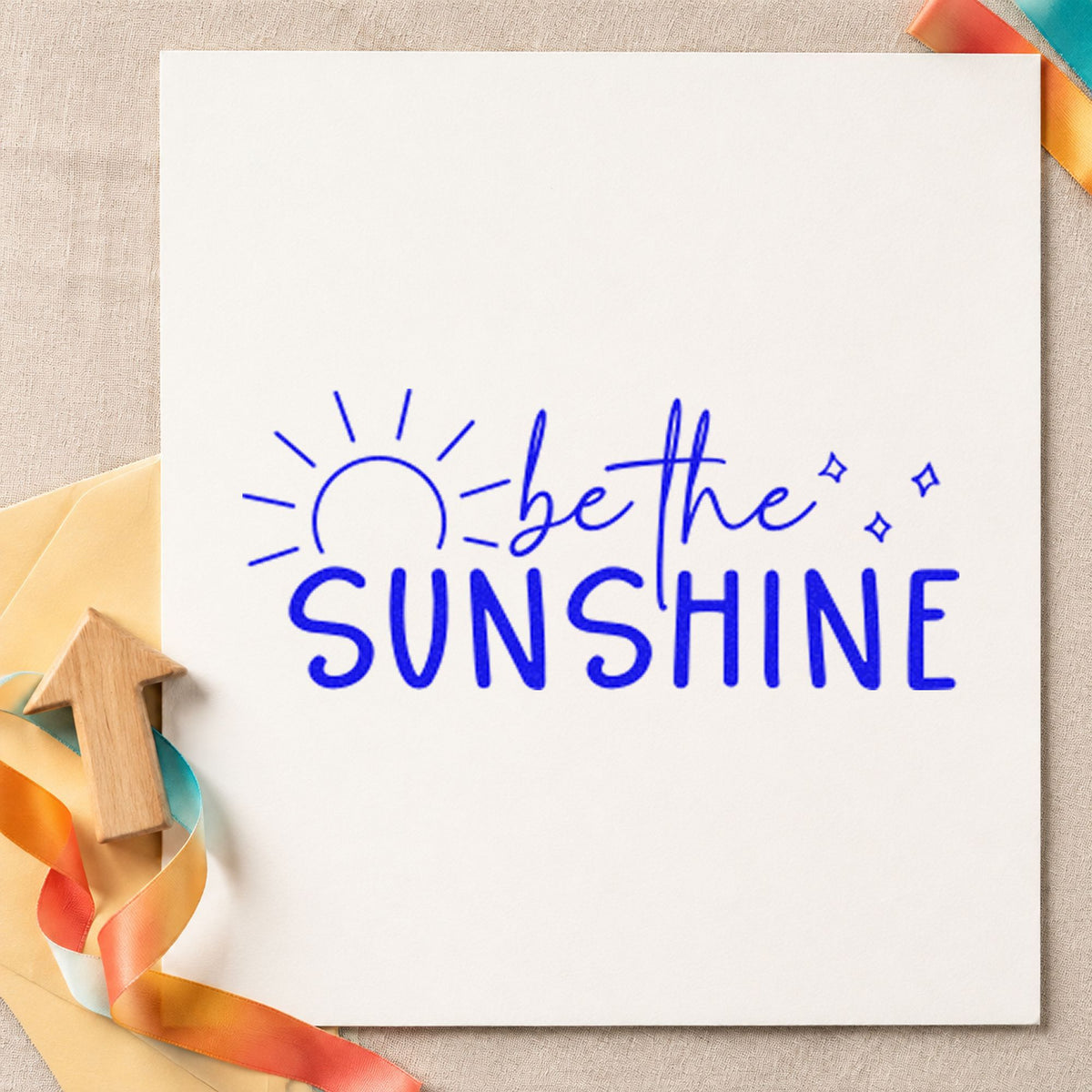 Be The Sunshine Sunrise Rubber Stamp – Duo Hand in use 5