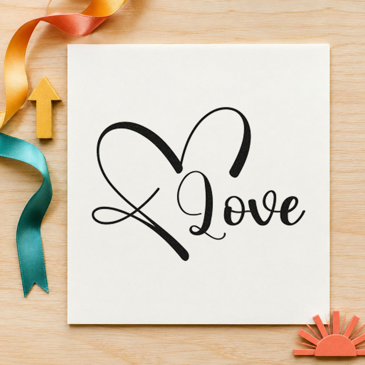 Love Heart Outline craft stamp in black ink on cardstock, an easy option for date night album page.