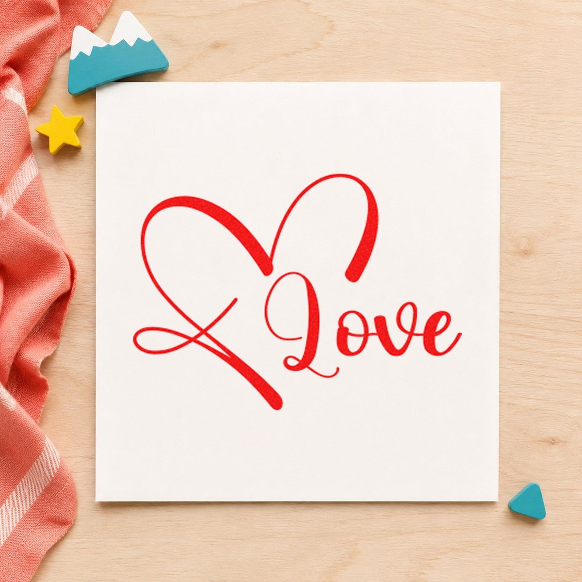 Love Heart Outline rubber stamp shown in red ink, stamped for projects such as jar idea labels.
